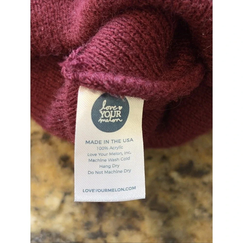 Love Your Melon Maroon Burgundy Ribbed Knit Beanie Hat Cap Outerwear One Size